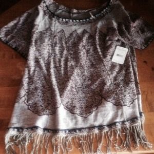 Free people plum fringe top size L