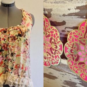 ANGIE Multi colored tank + Earrings Bundle