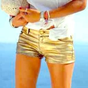 Gold Leather Shorts