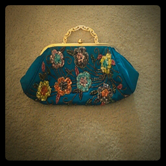 Hand threaded colored jewel clutch