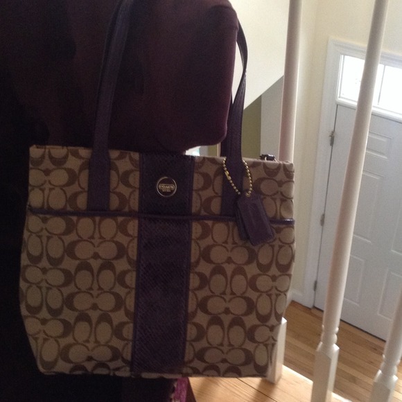 Beautiful brown and purple coach purse.