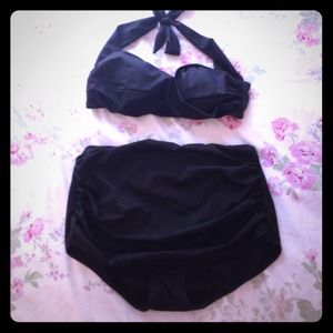 Black High Waisted Retro Looking Swim Suit