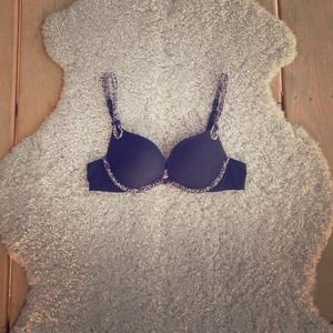 34A Victoria's Secret black bra with leopard trim