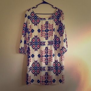 Tribal print tunic dress with zipper back