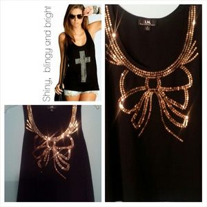 SOLD - Strapless tank with sequin bow -nwot