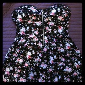 Floral Hi-Low Dress with Zip-Up Bodice & Bra