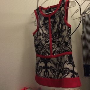 Red and Black Nicole Miller Peplum Top