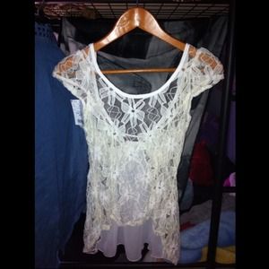 White lace top with bow