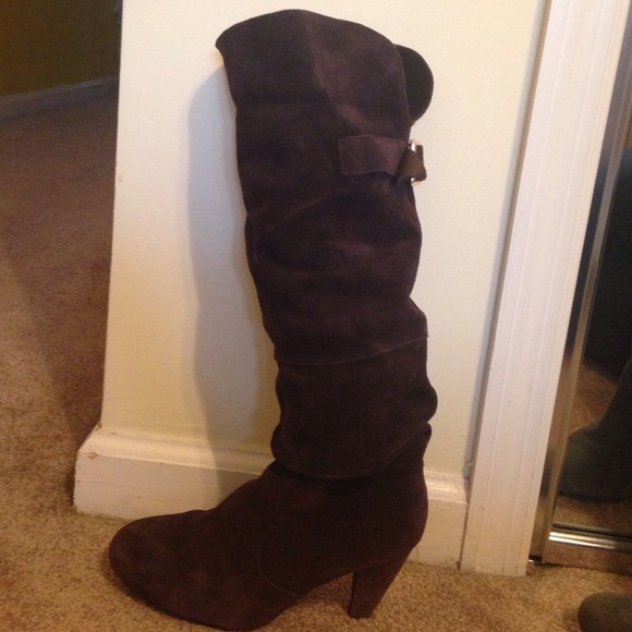 Brown suede boots