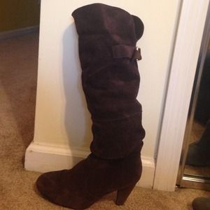 Brown suede boots