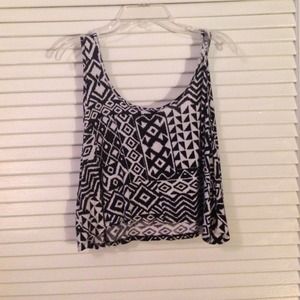 Aztec Black and White crop top