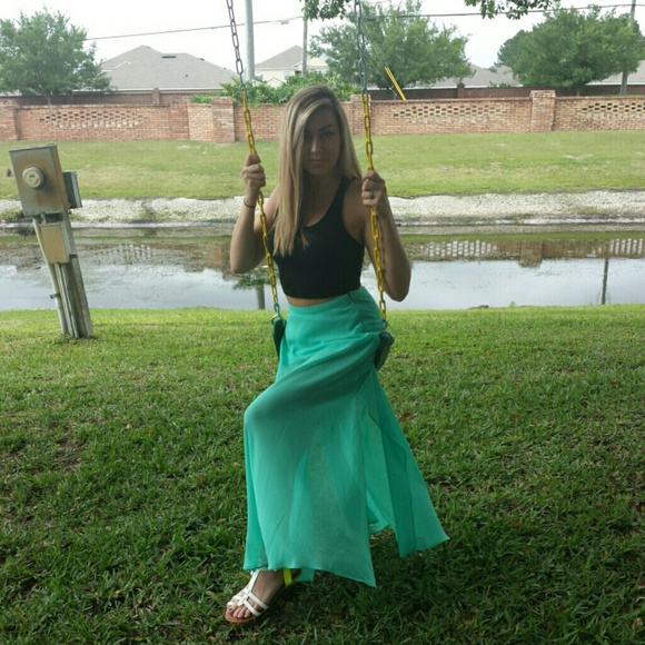 Long blue skirt