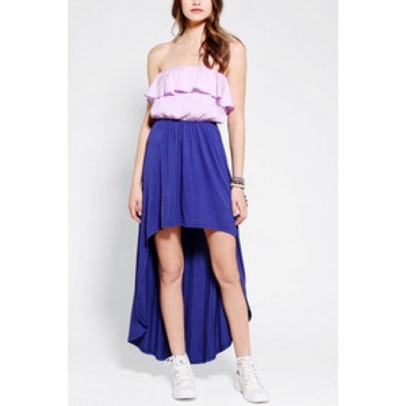 Sparkle and fade color block high low dress