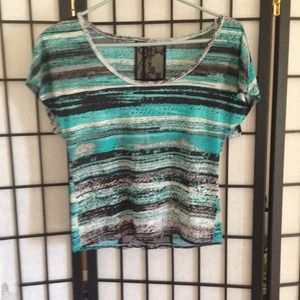 Cute blue shirt with black and white