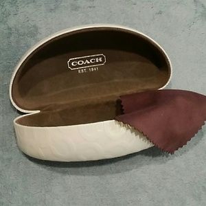Coach sunglass case with cloth cleaner