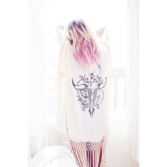 NWOT White Fringe Gypsy Kimono