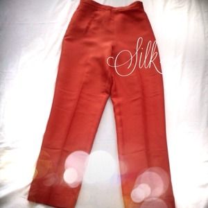 Orange Shantung Silk Pants