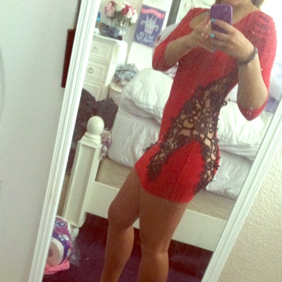 Red & black sexy tight dress