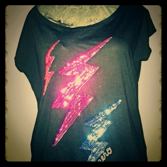 NWT , "GLITTER BOLTS" NEW TEE