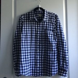 J.Crew Factory Navy Gingham Button Down Shirt