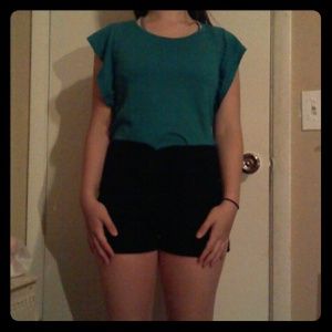 Black Stretchy High Waisted Shorts