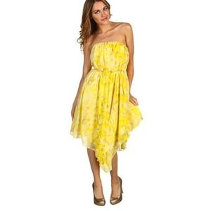 Vince Camuto Yellow Floral Chiffon Dress (8)