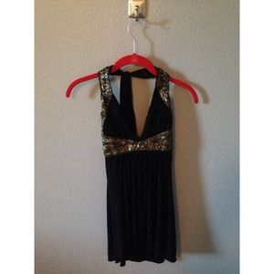 Black and gold sequence sky dress