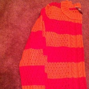 Hot Coral Striped Sweater