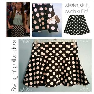 Black and White polka dot skater swing skirt