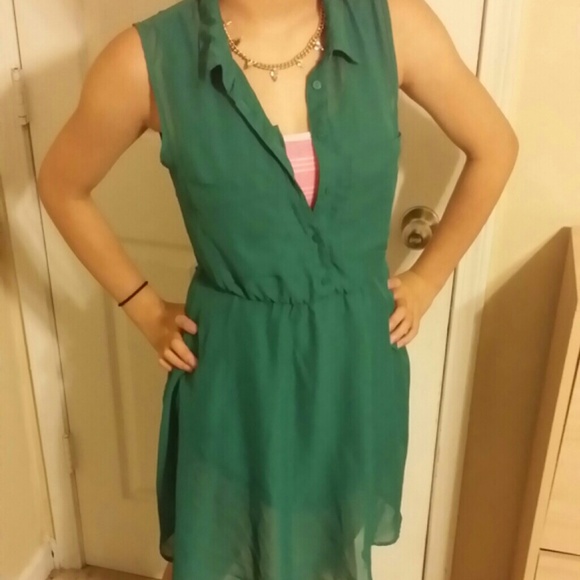 Green Office Collared Dress