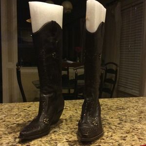 Brown cowboy boots