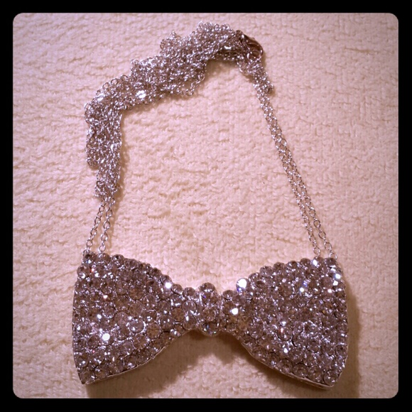 crystal bow necklace