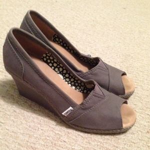 Gray Toms Wedges