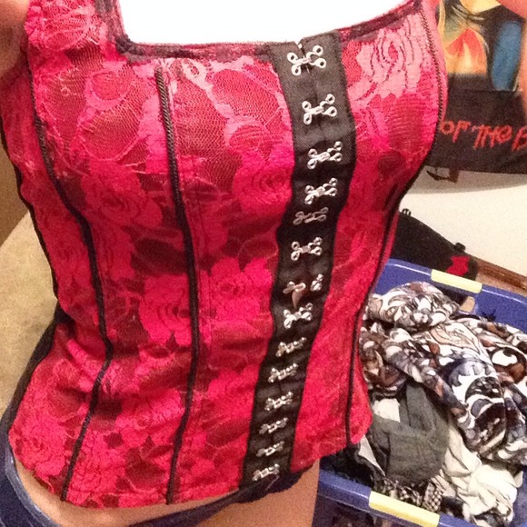 Red corset with straps