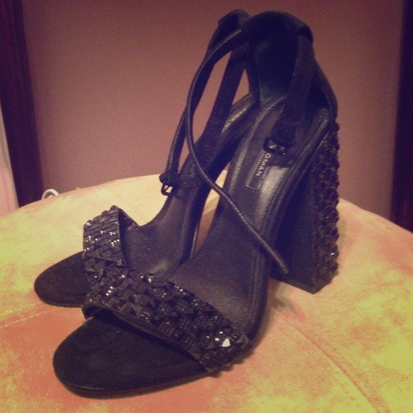 Zara Black Studded sandal heels. Size 36