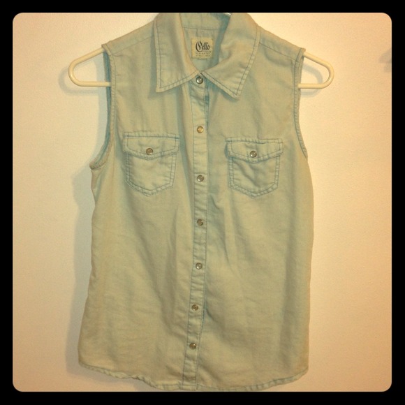 Light denim and lace button up!