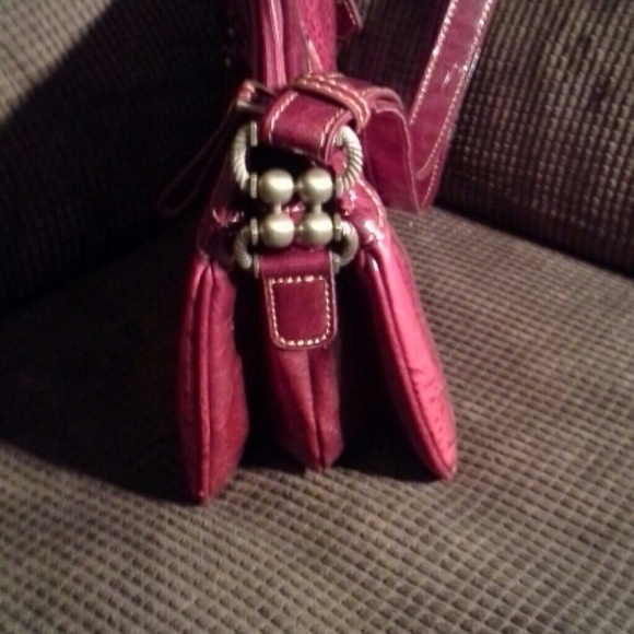 maroon croc material Leather Crossbody - Picture 3 of 4