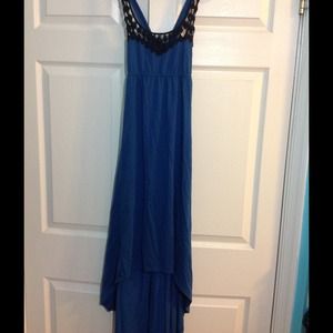 Blue cotton high lol maxi dress