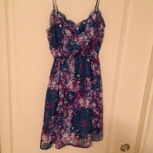 fun purple and blue patterned dress!