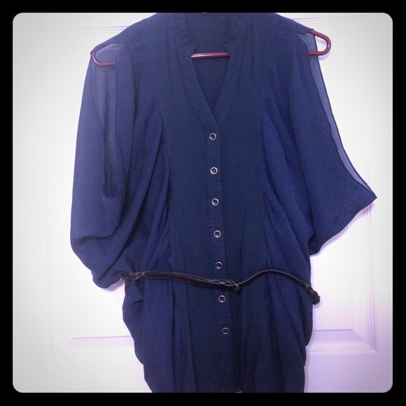 Ya navy blue blouse with belt