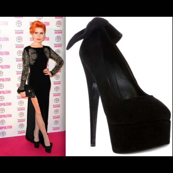GIUSEPPE ZANOTTI Debra Black Bow Platform Pumps 39 - Picture 2 of 4