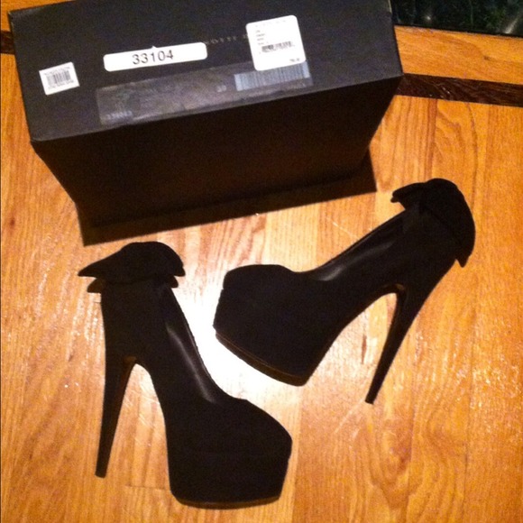 GIUSEPPE ZANOTTI Debra Black Bow Platform Pumps 39 - Picture 3 of 4