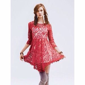 Free People Floral Mesh Lace Dress