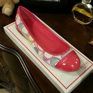 Coach Cecile pink flats-never worn! Size 8.5