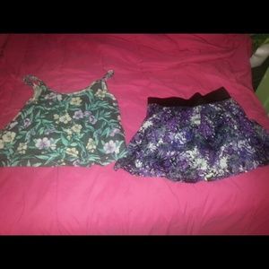 Tank top and skirt.