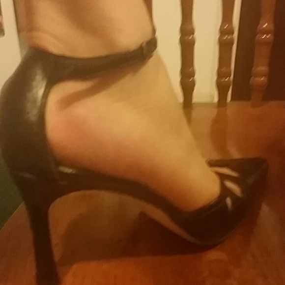 Brown ankle strap heels