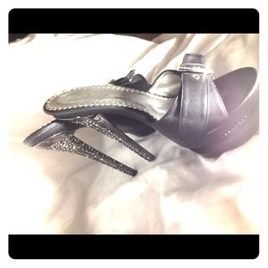 6 inch black with  diamonds heels