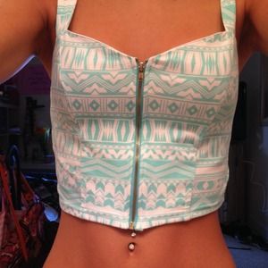Aztec zip up crop top