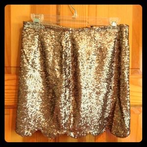 Gold sequined mini skirt