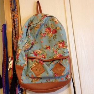Turquoise floral backpack